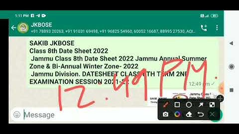 SAKIB JKBOSE Class 8th Date Sheet 2022 Jammu
