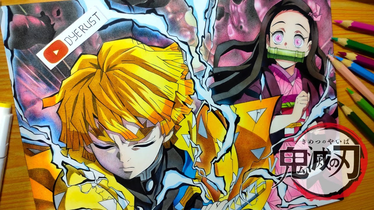 Drawing Zenitsu x Nezuko | Demon slayer / 鬼滅の刃 - YouTube