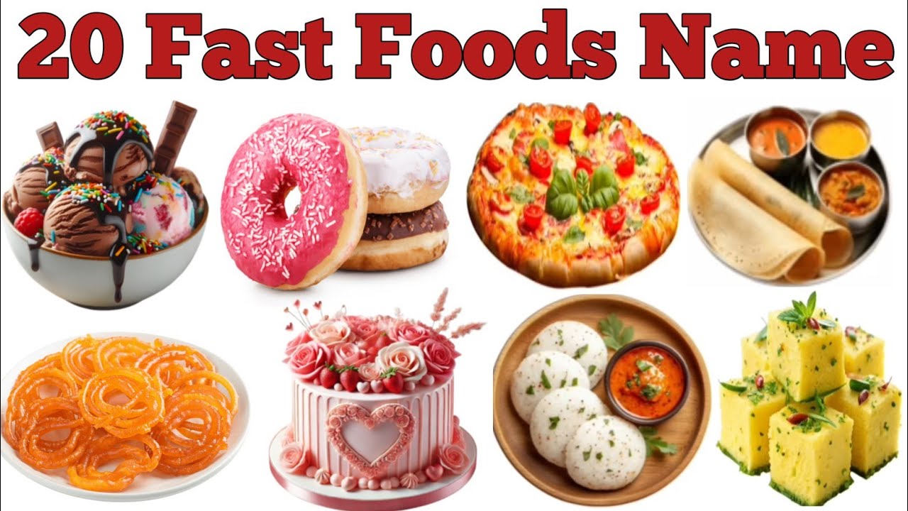 20 Fast food Names with pictures || Kids Learning video || Fun food song for Toddlers & Preschool