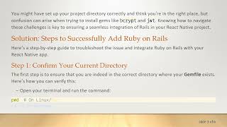 Integrating Ruby on Rails with Your Existing React Native App: Troubleshooting Gemfile Issues