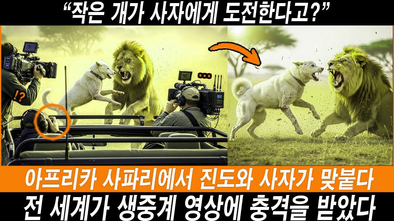 “작은 개가 사자에게 도전한다고 ” — 아프리카 사파리에서 진도와 사자가 맞붙다… 전 세계가 생중계 영상에 충격을 받았다 해외감동사연  #해외반응 #외국반응 #실화기반 #진돗개