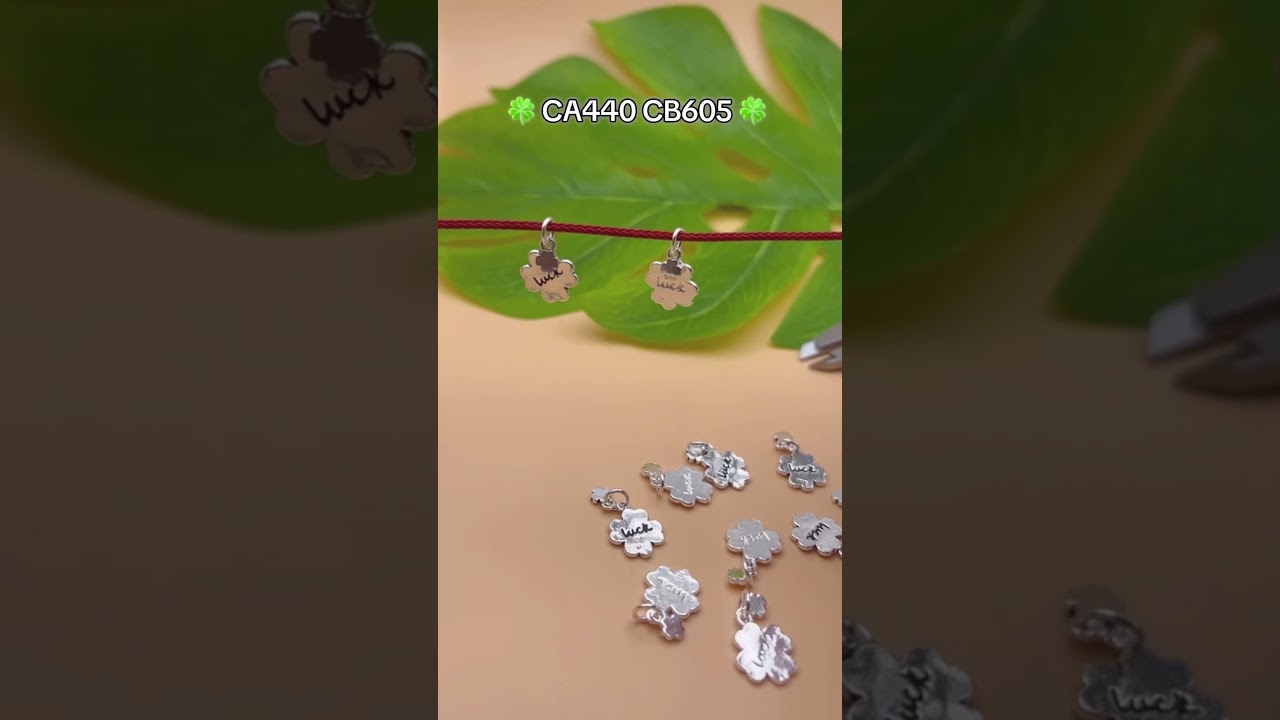 Charm bạc móc treo cỏ 4 lá may mắn kép có chữ Luck may mắn - Charm bạc 925 - Mã CA440 CB605 
