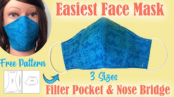 15 minute Olson Face Mask Filter pocket & Nose Bridge | Adult Child XL Face Mask