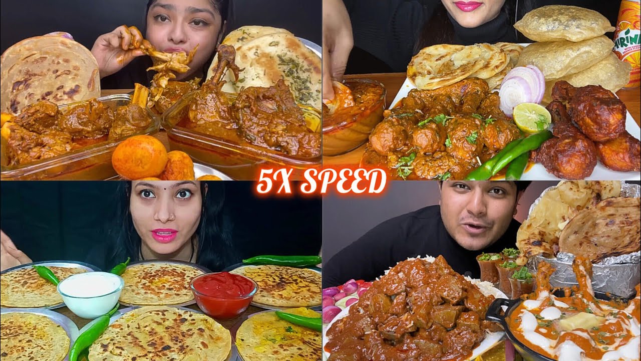 ASMR: Eating Paratha with chicken curry eating challenge 😍😋 mutton curry eating Mukbang