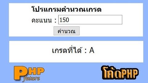 โค้ดสคริปโปรแกรมคำนวณเกรด สร้างเงื่อนไขIF-Else เขียนด้วยภาษา PHP แจกให้ดาวน์โหลดฟรี