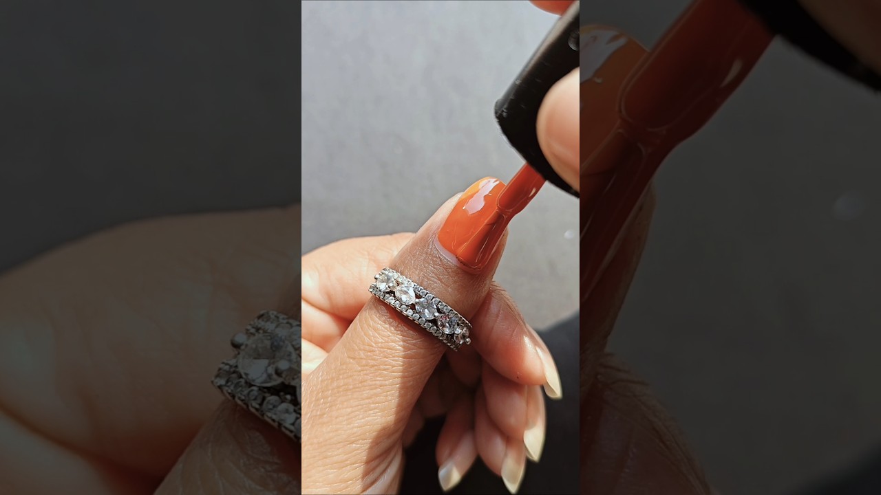 Easy nail art design orange and red colour combination 💅