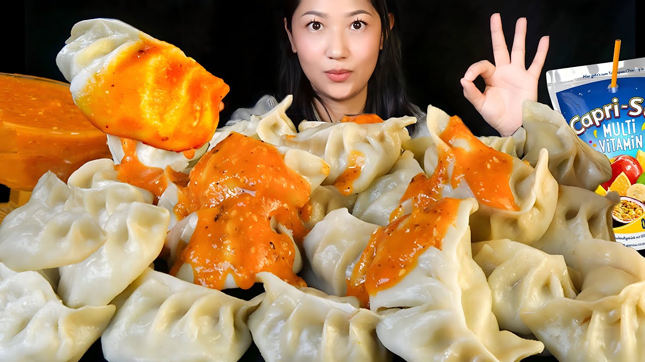Eating Juicy Chicken Momos with Spiciest Nepali Achar 🌶️| Momo Eating Challenge | ASMR Mukbang 🥟