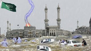 2 minutes ago! Doomsday in Saudi Arabia! Continuous disasters of storms, hail, floods, and lightning