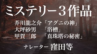 ミステリー3作品 (窪田等朗読) 芥川龍之介「アグニの神」大坪砂男「浴槽」甲賀三郎「真珠塔の秘密」　作業用BGMや睡眠導入 おやすみ前 教養にも 本好き 青空文庫