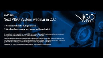 VIGO System Webinar: Dedicated modules for NDIR gas sensors, Mid-infrared spectroscopy.
