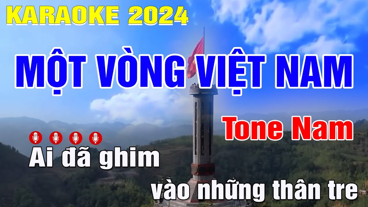 Một Vòng Việt Nam Karaoke Tone Nam (D#m) Beat Vừa Dễ Hát | Trung Hiếu