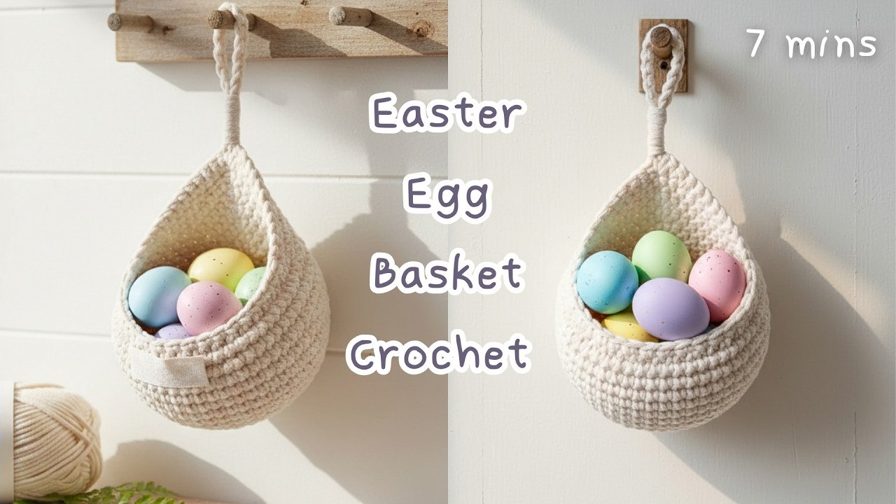 Easy Easter Egg Basket Crochet Tutorial for Beginner - DIY Easter Decor