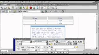Creating a tables in Dreamweaver MX