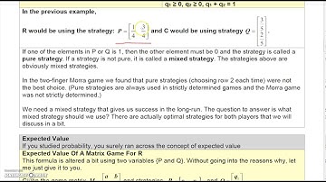 Finite Math 7 2 Part 1 Mixed Strategy Game Theory