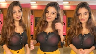 Anveshi Jain Live Red Bra Is Showing Under The Black Shirt Hot Figure Entertainment Show