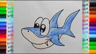 shark easy draw step drawing drawings cartoon simple eyes