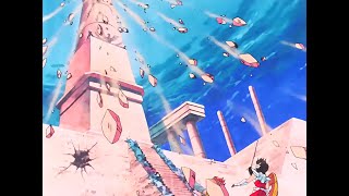 Seiya con el escudo de LIBRA destruye el primer pilar - Saint Seiya - Caballeros del Zodiaco