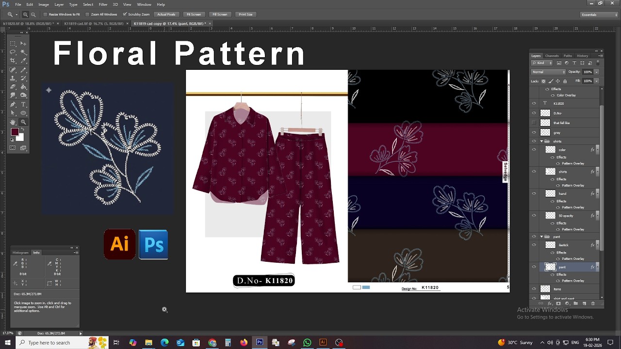 embroidery style leaf pattern  seamless pattern floral pattern adobe Photoshop and illustrator