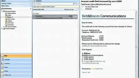 TaskCentre for SAP Business One - Workflow - Credit Limit Increase Request
