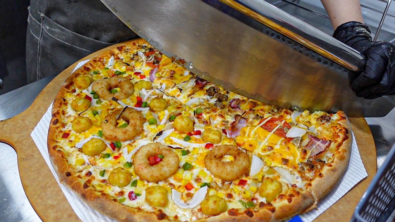 Изготовление гигантской пиццы 17 дюймов-XXL - корейская уличная еда