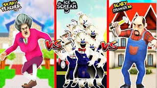 EN EĞLENCELİ KAPIŞMA  Scary Teacher vs Ice Scream 3 vs Scary Stranger