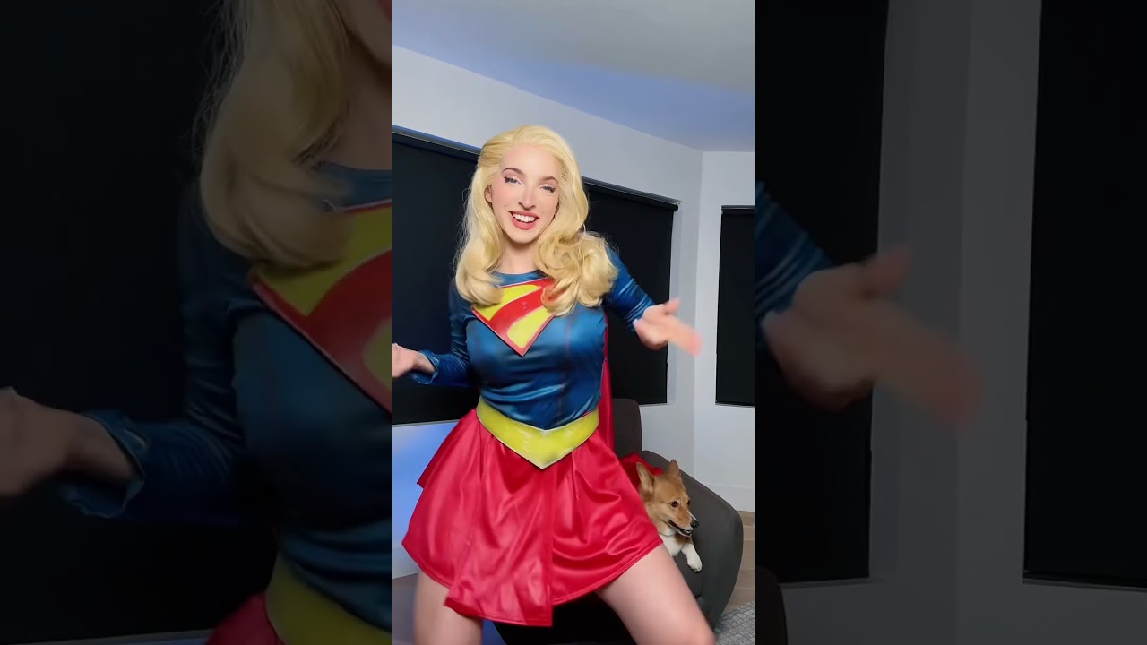 Supergirl does the shake it to the max trend 🕺 #supergirl #cosplay #superman