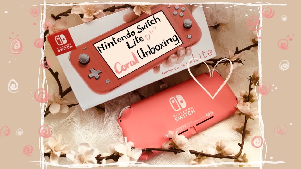 nintendo switch lite CORAL 🍑 unboxing + Mario kart