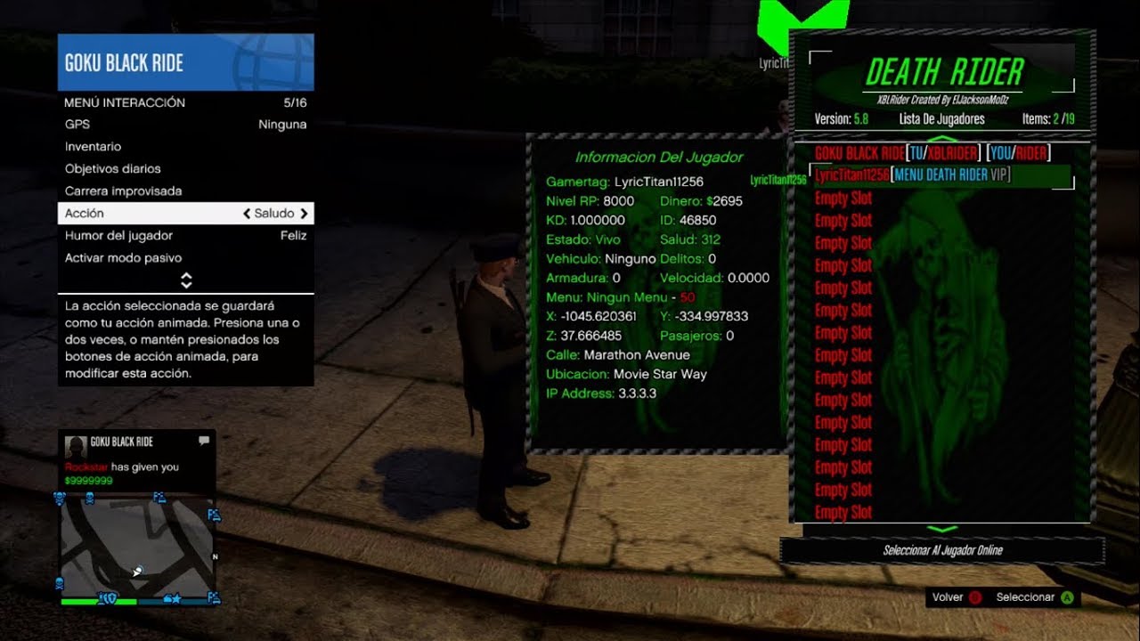GTA 5 ENVIAR MENSAJES FALSIFICADOS | DEATH RIDER MOD MENU V5.8 XBOX 360 RGH