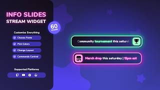 Info Slides Widget for Twitch & YouTube | Rotating Announcements in OBS
