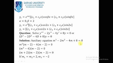 Week 11 Video lecture1 Differential Equations