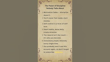 The Power of Discipline Nobody Talks About #discipline #consistency #motivation #subscribe