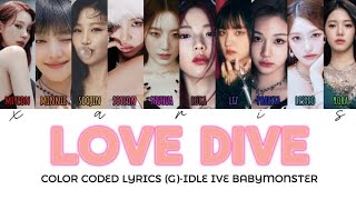 IVE (G)-IDLE BABYMONSTER COLOR CODED LYRICS LOVE DIVE