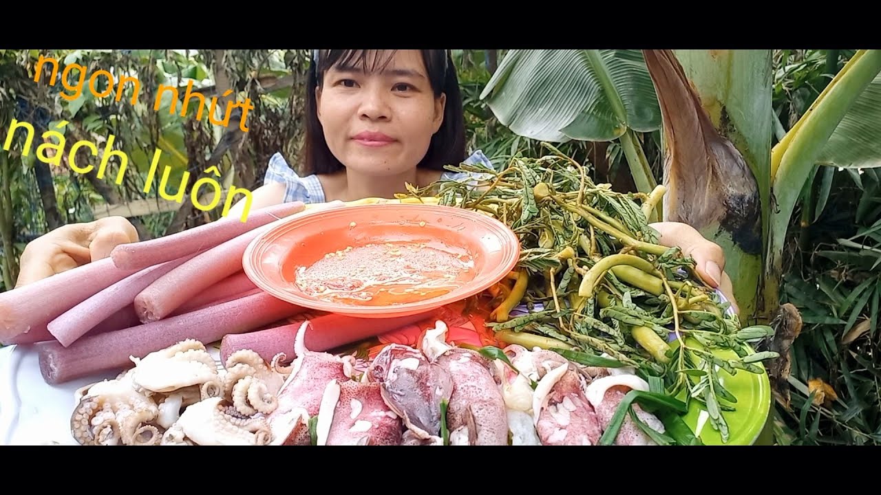 Mực trứng hấp rừng ăn cùng râu nhứt lạ lắm nha, - Út Nương Vlog - YouTube