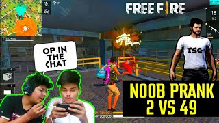 Free Fire Rank Match || We Did Noob Prank On Enemies 2 Vs 49 || Duo Vs Squad Live Reaction
