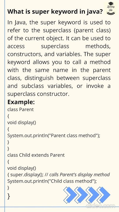 What is super keyword in java? #java #shorts - YouTube