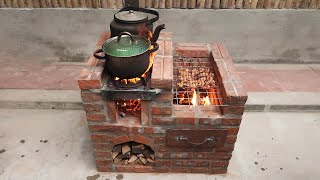 Creative Outdoor Wood Stove, Cement And Brick Ideas