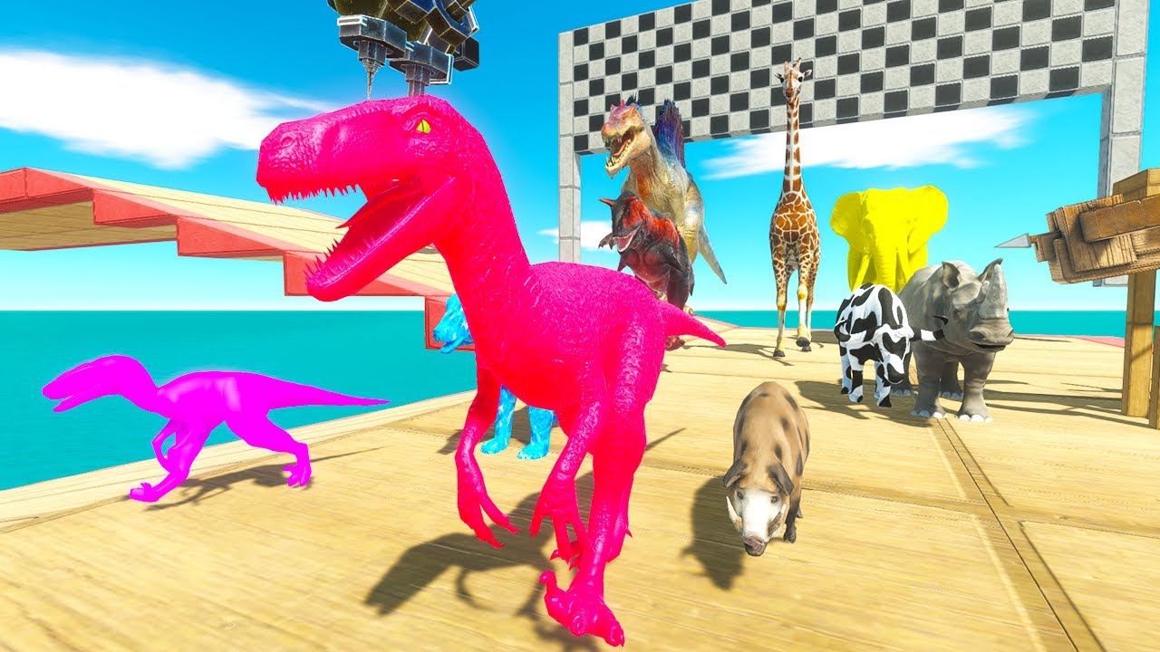 Animals & Dinosaurs Colors Parkour Race to the Finish Line - Animal Revolt Battle Simulator