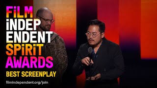 EVERYTHING EVERYWHERE ALL AT ONCE wins BEST SCREENPLAY at the 2023 Film Independent Spirit Awards.