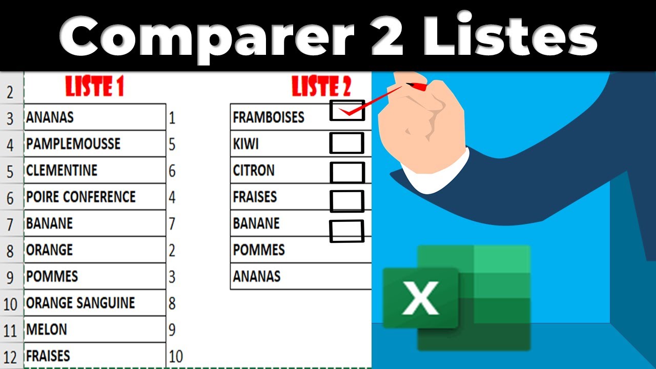 Comparer 2 listes avec les fonctions equivx et filtre en excel 2021