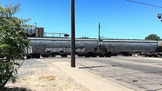 UP 7765 Empty Grain Train North - E, Elm Street. Railroad Crossing, Lodi CA