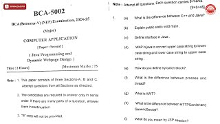 BCA 5TH SEM COMPUTER APPLICATION P JAVA PROGRAMMING AND DYNAMIC BCA 2025 | CSJMU