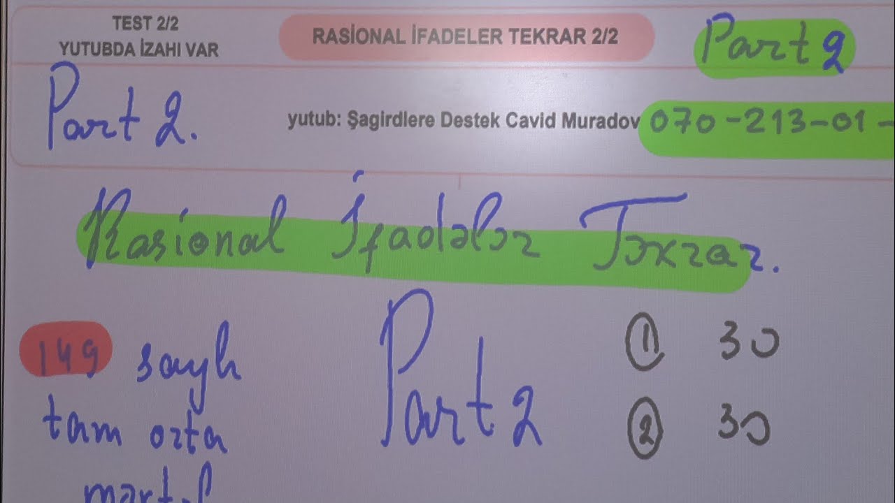 Rasional İfadələr Pdf 2. Riyaziyyat Cavid Muradov