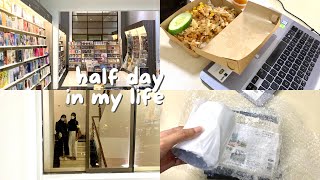 half day in my life 🌗: lunch, unboxing, go to bookstore, gacoan 🍝📚🍱 | halcyrence