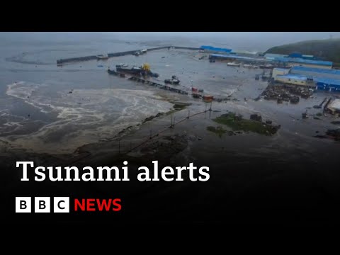 Tsunami waves build in California as threat downgraded in Hawaii and Japan | BBC News