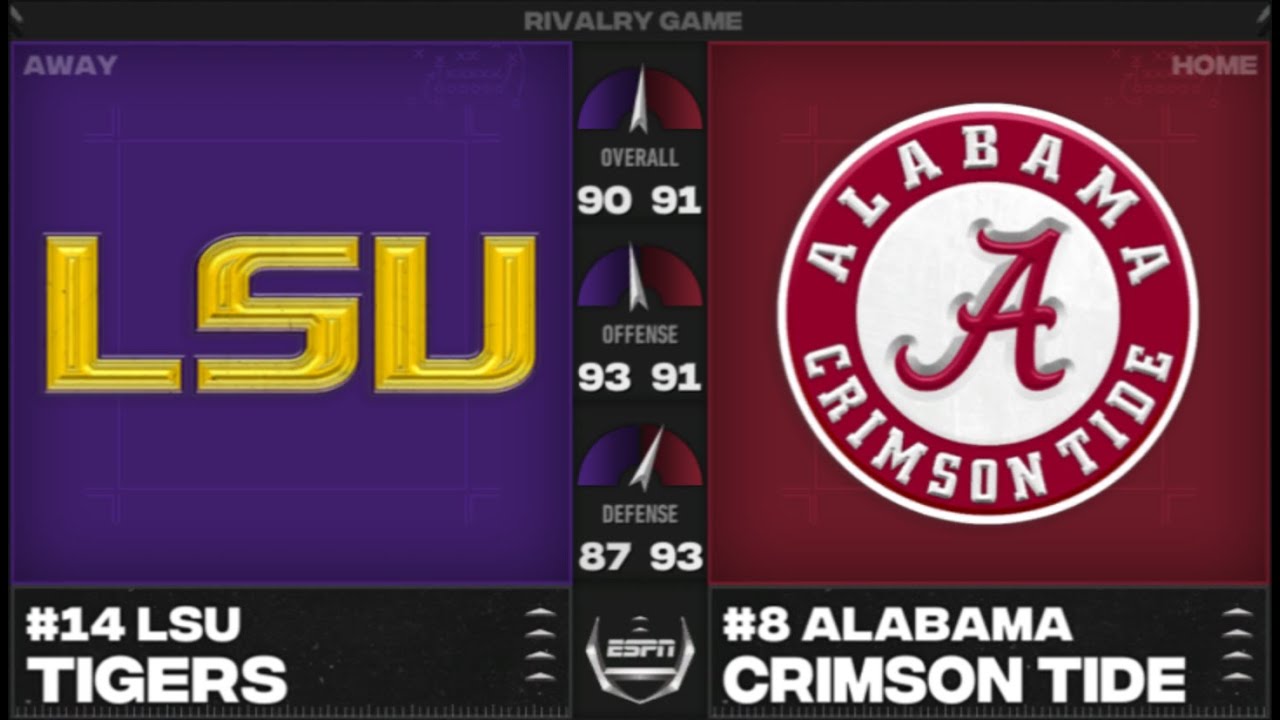 NCAA 24 Week 10 SEC Rivalry: (15) LSU Tigers vs (9) Alabama Crimson ...