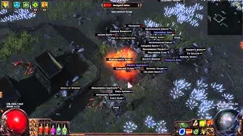 Path Of Exile rare cemetary map with extra fire damage and elemental reflect