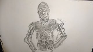 How to draw C-3PO from Star Wars! Easy drawing of Threepio from Star Wars!