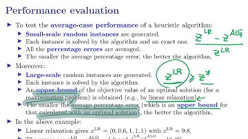 [OR2-Algorithms] lecture 3: Branch & Bound and Heuristics #12 Performance evaluation