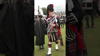 Drum Major leading Towie Pipe Band as they march off during 2023 #aboyne  #highlandgames #shorts