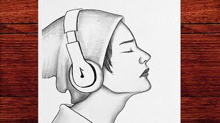 Kolay Müzik Dinleyen Erkek Çizimi Resmi - Kolay Karakalem Çizimleri - Yeni Çizim Önerileri